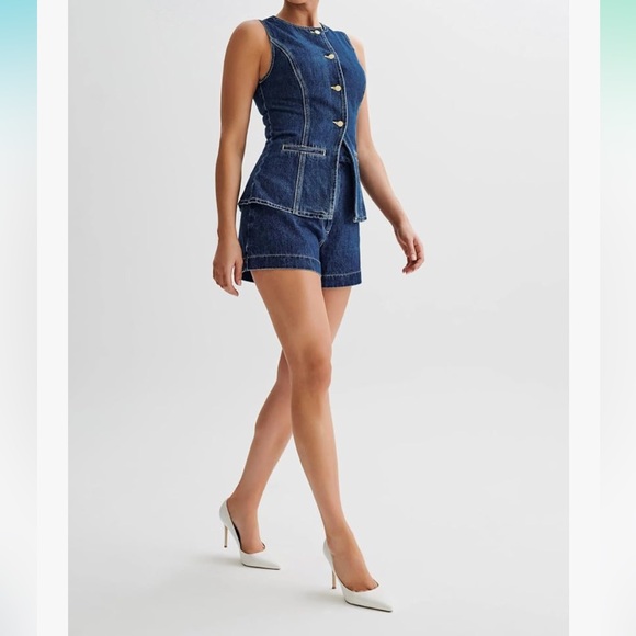 Women Blazer Vest 2 Piece Denim Set - Picture 4 of 6